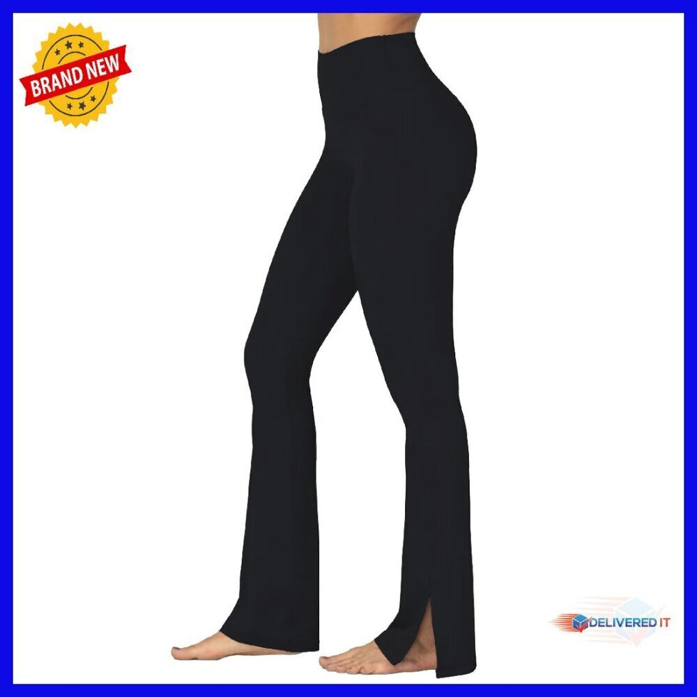 High Waisted Flare Leggings with Tummy Control, Split Hem Yoga Pants